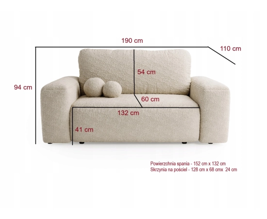 Kleines Polstersofa fürs Wohnzimmer mit runden Armlehnen Ornello