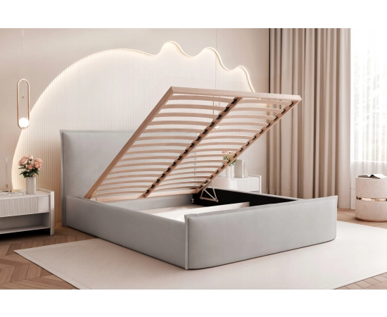 Gepolstertes Doppelbett 140x200 mit dekorativem Design Pillow