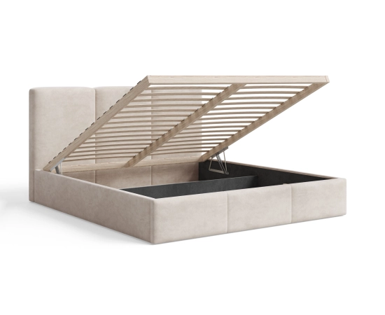 Polster-Doppelbett 200x200 mit Stauraum schlankes Design Elora
