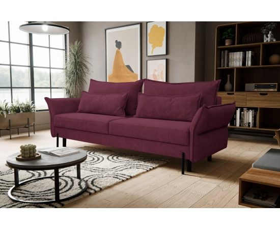Rozkładana beżowa sofa z nowoczesnymi podłokietnikami Vilio