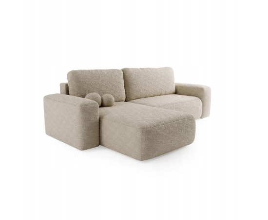 Bouclé Ecksofa mit Schlaffunktion & runden Formen Ornello L