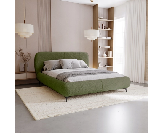 Łóżko sypialniane obłe kształty tkanina boucle 180x200 Eve