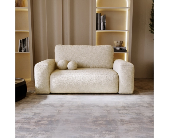 Kleines Polstersofa fürs Wohnzimmer mit runden Armlehnen Ornello