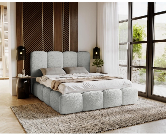 Tapicerowane łóżko tkanina Boucle 180x200 Lila