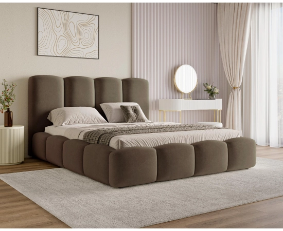 Jugendbett 120x200 im Wolken-Design mit Bettkasten und Lattenrost Puffy