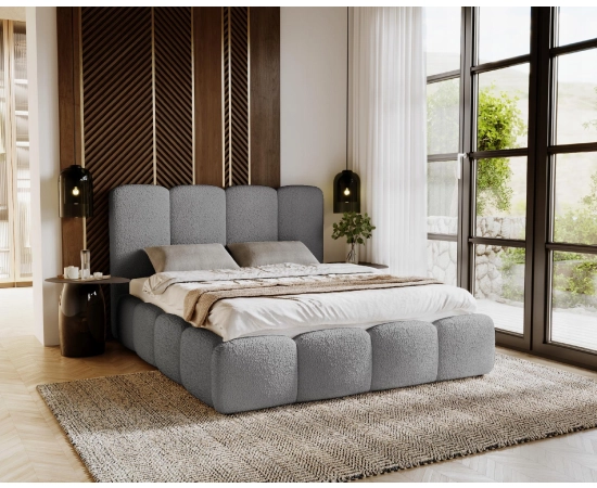 Łóżko sypialniane tkanina Boucle pojemnik 160x200 Lila