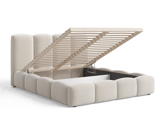 Rundes Polsterbett 200x200 mit Bettkasten und Lattenrost Fluffy