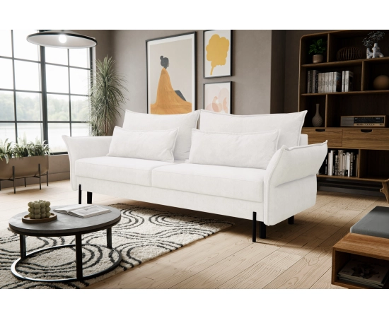 Rozkładana beżowa sofa z nowoczesnymi podłokietnikami Vilio