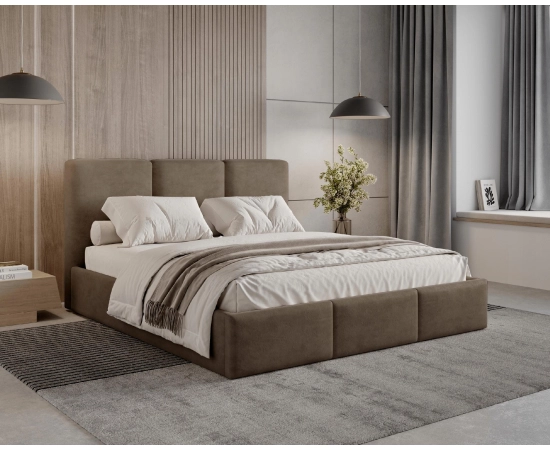 Polster-Doppelbett 180x200 mit Stauraum schlankes Design Elora