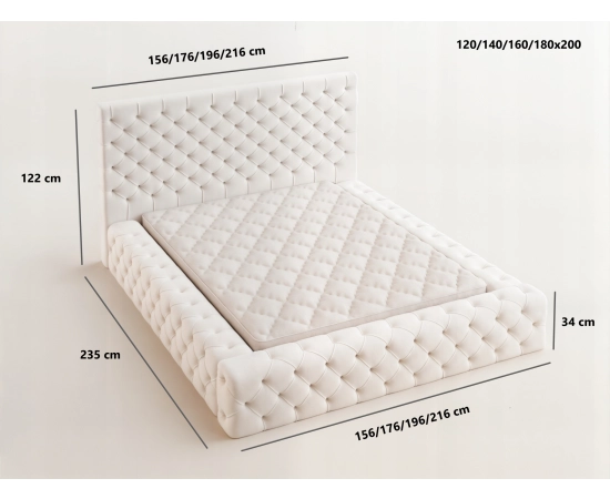 Łóżko do sypialni premium chesterfield 120x200 Rossano