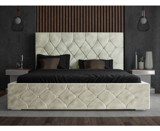 Łóżko tapicerowane pikowane glamour 180x200 Crystal
