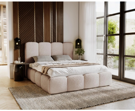 Tapicerowane łóżko tkanina Boucle 180x200 Lila
