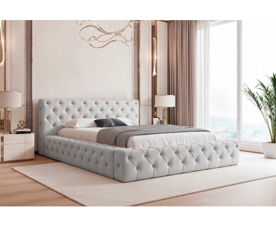 Łóżko Chesterfield pikowane z grubej pianki z pojemnikiem 180x200 Clara