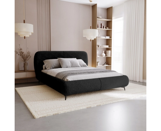 Łóżko sypialniane obłe kształty tkanina boucle 180x200 Eve
