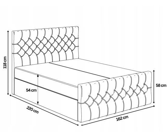 Łóżko kontynentalne chesterfield z dużym pojemnikiem 160x200 Milo