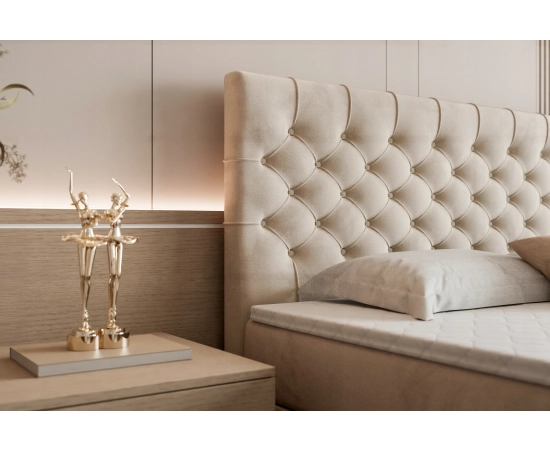 Małe łóżko kontynentalne CHESTERFIELD z dużym pojemnikiem 120x200 Milo