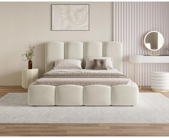 Jugendbett 120x200 im Wolken-Design mit Bettkasten und Lattenrost Puffy