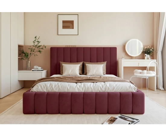 Stylowe łóżko tapicerowane slim z pojemnikiem na pościel 180x200 Tina