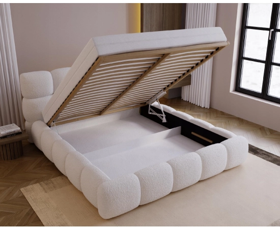 Modernes Polsterbett 120x200 mit Bettkasten und Lattenrost Boston