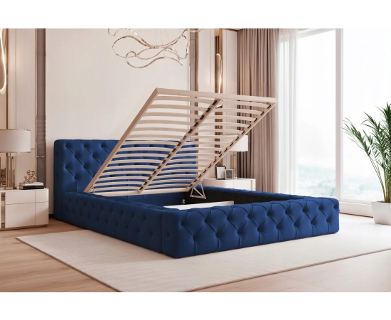 Chesterfield łóżko z grubymi boczkami pojemnikiem i stelażem 140x200 Clara