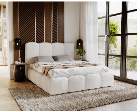Tapicerowane łóżko tkanina Boucle 180x200 Lila