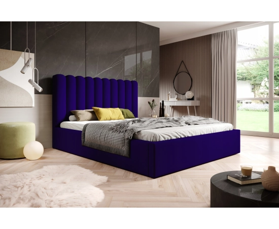 Modernes Ehebett aus breiten Polsterstreifen mit Lattenrost 200x200 Lumi