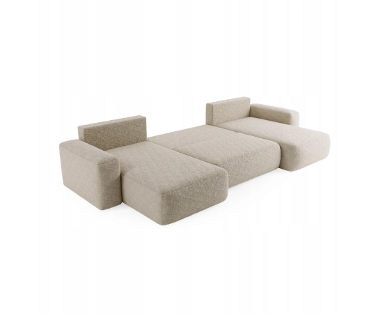 Bouclé U-Sofa mit Schlaffunktion & runden Formen Ornello U