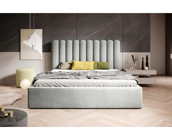 Modernes Ehebett aus breiten Polsterstreifen mit Lattenrost 200x200 Lumi