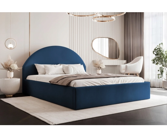 Łóżko tkanina boucle slim stylowe zaglowie pojemnik stelaż 160x200 Velora