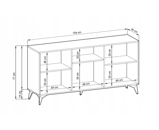 Komoda jodełka Billy 154 dąb evoke/czarny metal