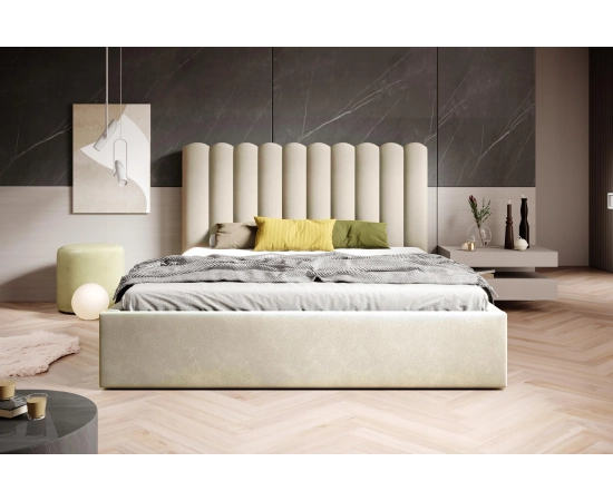 Modernes Ehebett aus breiten Polsterstreifen mit Lattenrost 200x200 Lumi