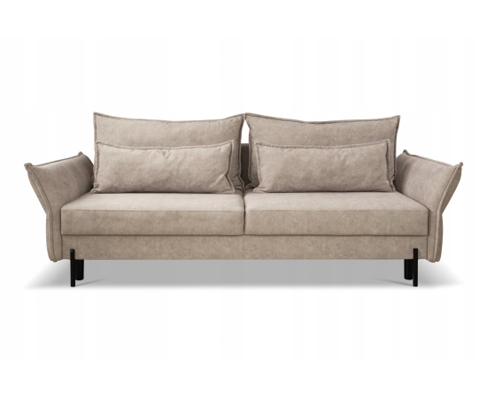 Rozkładana beżowa sofa z nowoczesnymi podłokietnikami Vilio