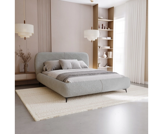 Łóżko sypialniane obłe kształty tkanina boucle 180x200 Eve
