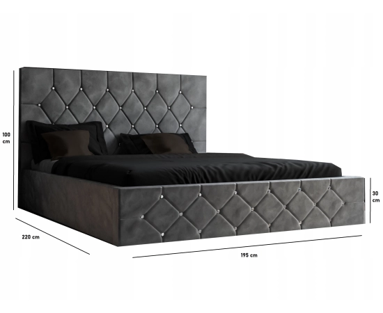 Łóżko tapicerowane pikowane glamour 180x200 Crystal