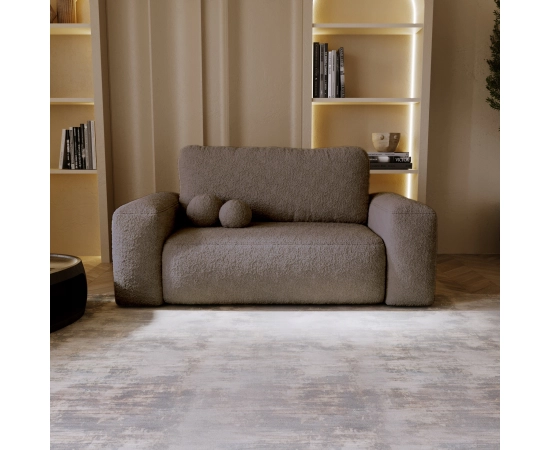 Kleines Polstersofa fürs Wohnzimmer mit runden Armlehnen Ornello