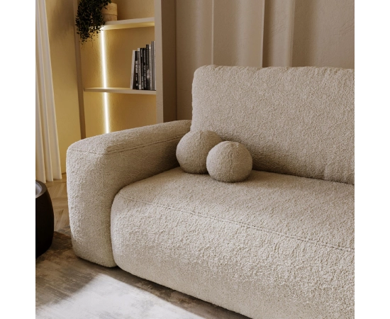 Kleines Polstersofa fürs Wohnzimmer mit runden Armlehnen Ornello