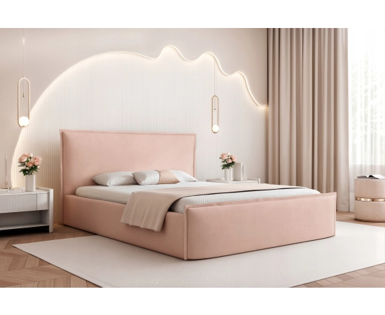 Gepolstertes Doppelbett 140x200 mit dekorativem Design Pillow