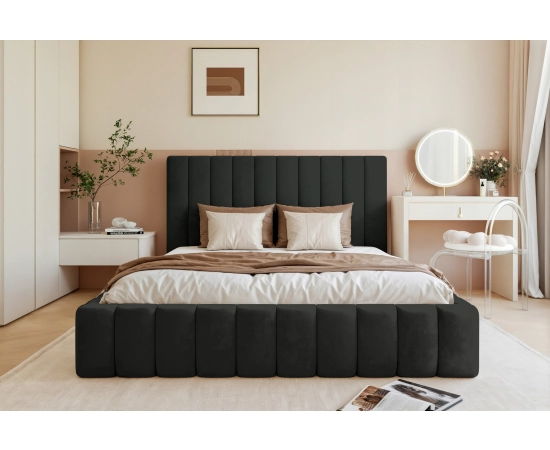 Stylowe łóżko tapicerowane slim z pojemnikiem na pościel 180x200 Tina