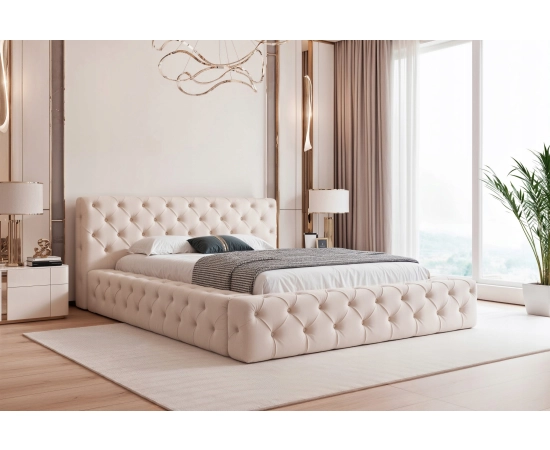 Łóżko Chesterfield pikowane z grubej pianki z pojemnikiem 180x200 Clara