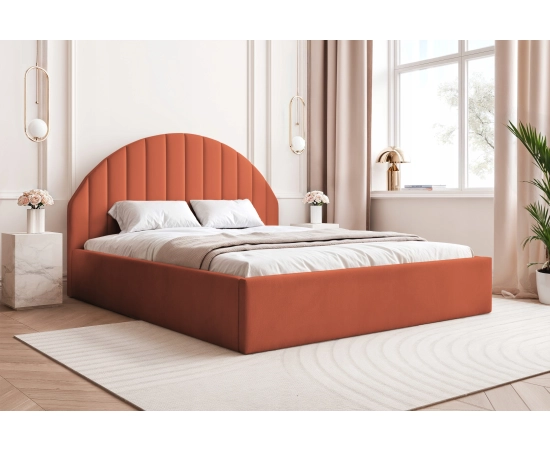 Zaokrąglone łóżko slim z pojemnikiem i stelażem 160x200 Charlott