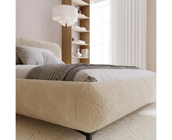 Łóżko sypialniane obłe kształty tkanina boucle 180x200 Eve