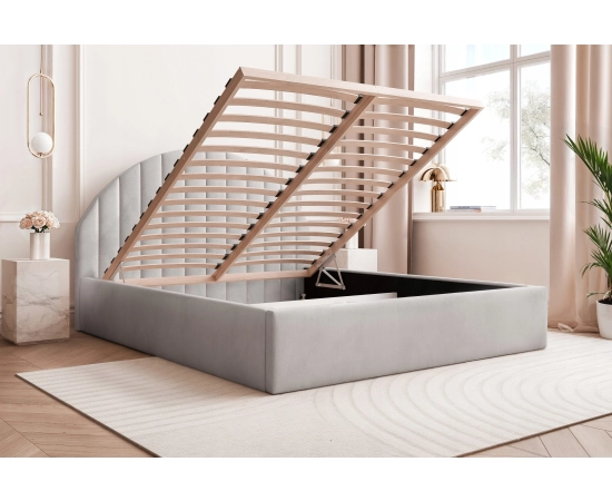Zaokrąglone łóżko slim z pojemnikiem i stelażem 160x200 Charlott