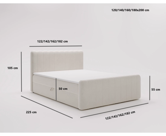 Łóżko kontynentalne z materacem i pojemnikiem 180x200 Goja