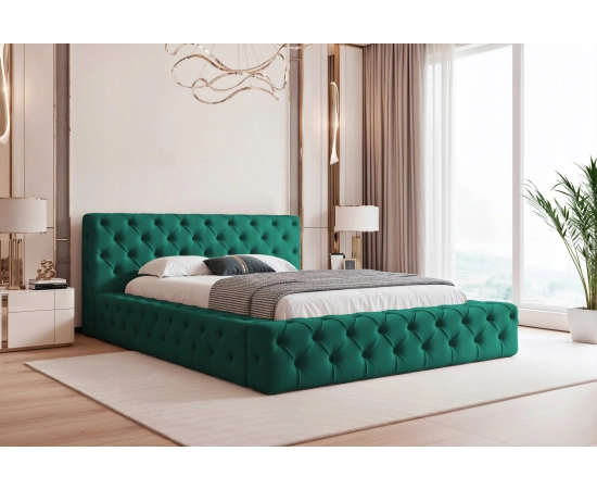 Łóżko pikowane z grubej pianki Chesterfield szeroka rama 160x200 Clara