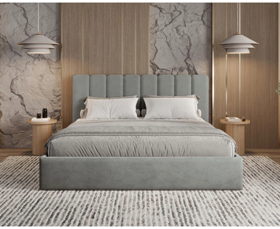 Polster-Doppelbett 180x200 mit Stauraum schlankes Design Nuvia