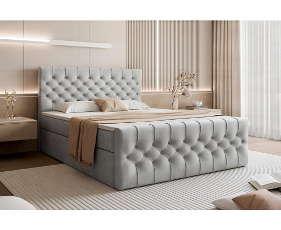 Łóżko kontynentalne chesterfield z dużym pojemnikiem 160x200 Milo