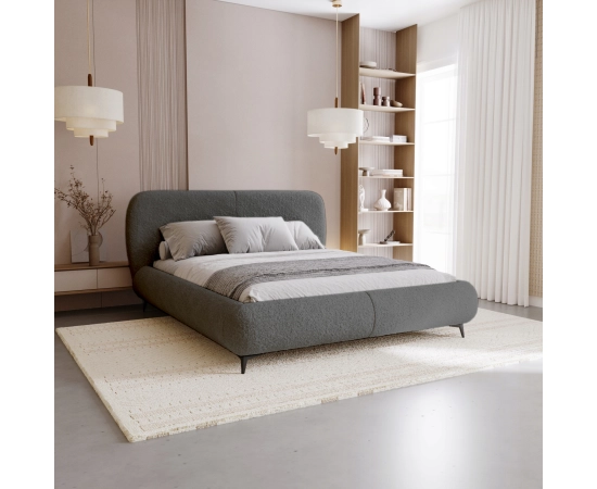Łóżko sypialniane obłe kształty tkanina boucle 180x200 Eve