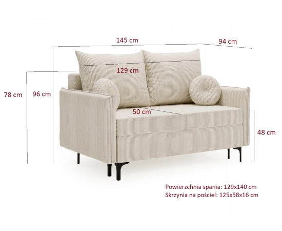 Nowoczesna mała sofa z małymi okrągłymi poduszkami Lion Small