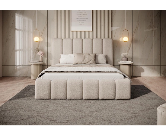 Łóżko duże wypukłe kształty tkanina welurowa sztruks 200x200 Dream