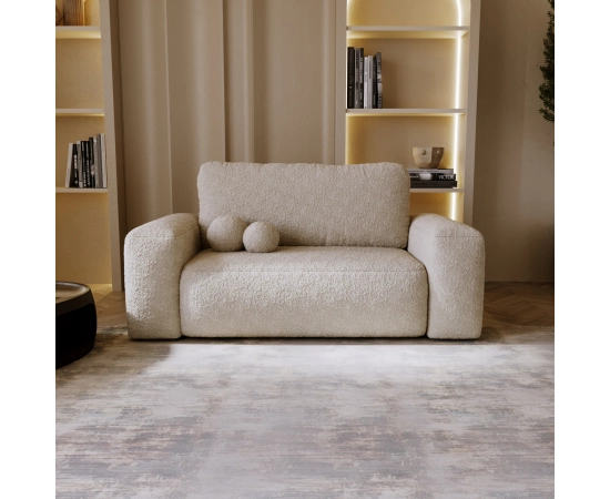 Kleines Polstersofa fürs Wohnzimmer mit runden Armlehnen Ornello